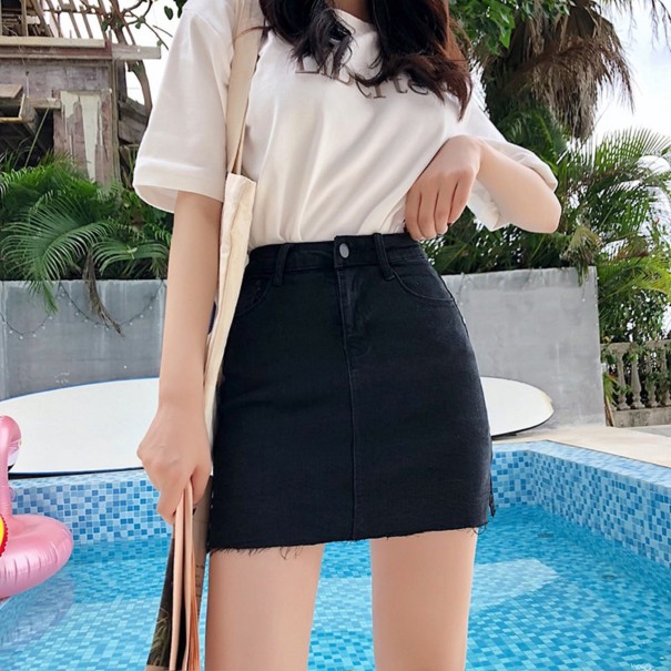 Dame denim mini nederdel G79 sort XS