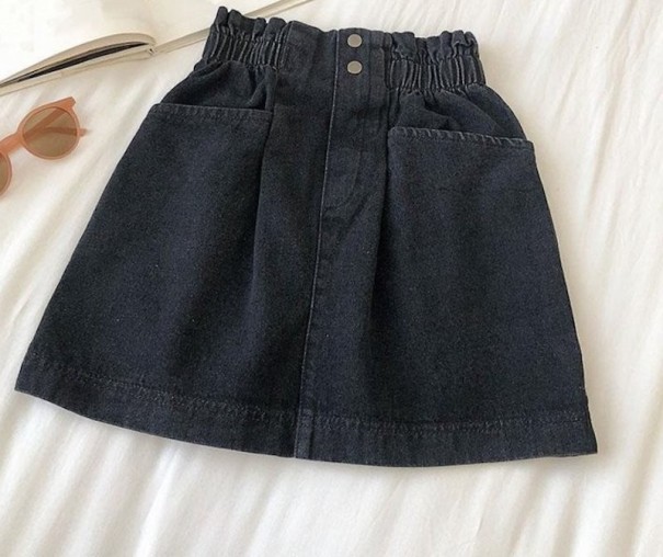 Dame denim nederdel med elastisk talje sort L