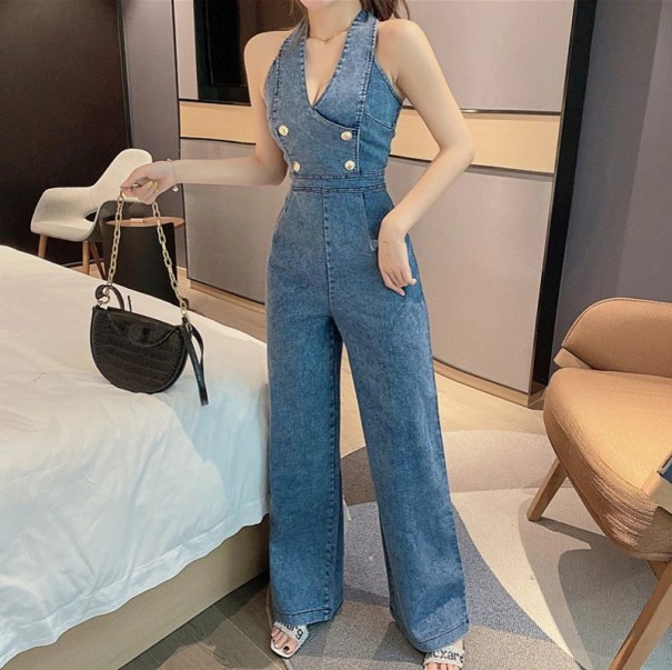 Dame denim overalls B867 blå S