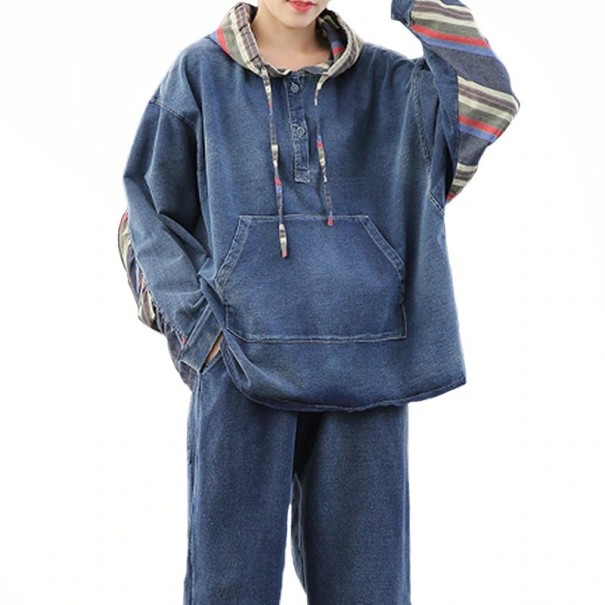 Dame denim sweatshirt og bukser 1
