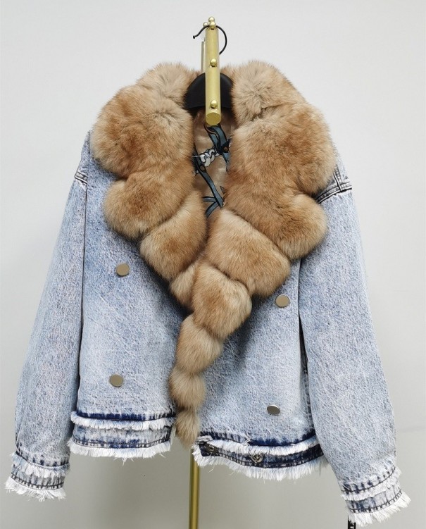 Dame denimjakke med pels P1957 M 2