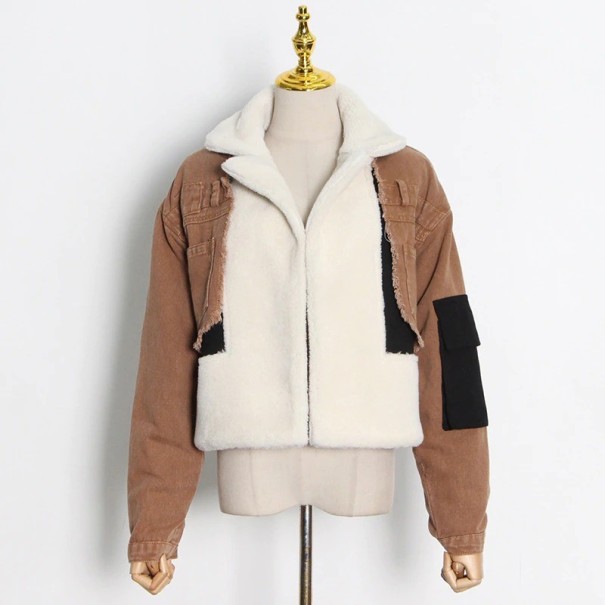 Dame denimjakke P1459 brun XXL