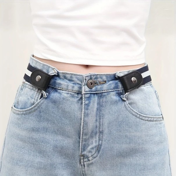 Dame elastisk bælte uden spænde 55–110 x 3,5 cm Komfortabelt elastisk bælte med taljebånd Usynligt bælte til jeans Bukser Nederdele marineblå