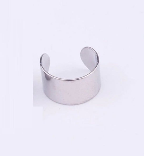 Dame glat ørering til kanten af øret Kræver ikke piercing Bred åben ring Blank overflade Smykkemetal Mål 1,2 x 0,8 cm sølv