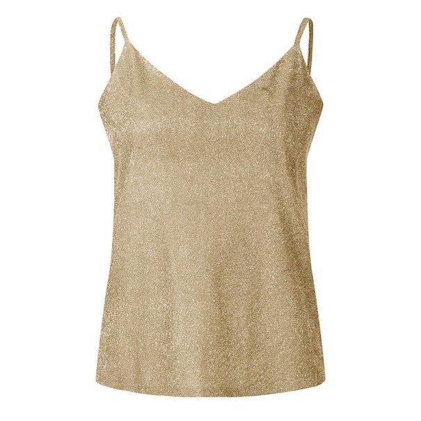 Dame glimmer tanktop guld S