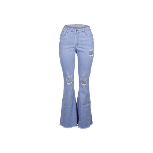 Dame jeans med svaj og huller L