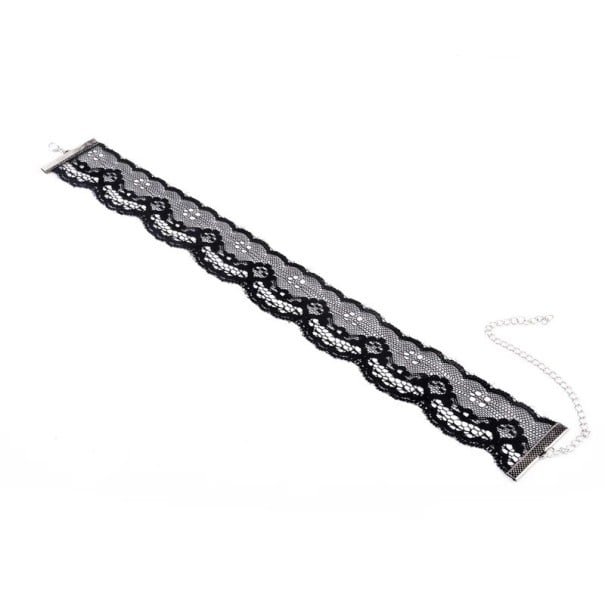 Dame Krajkek Choker Halskæde med Sløjfe Lukning Zinklegering Elegant Tilbehør til Hverdag sort