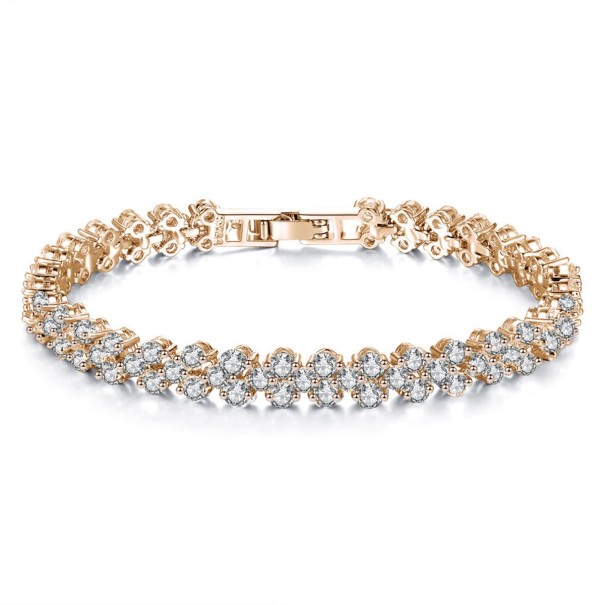 Dame krystalarmbånd med zirkoner J545 rosa