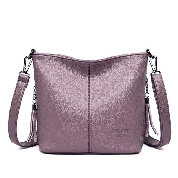 Dame læder crossbody taske M683 lyslilla