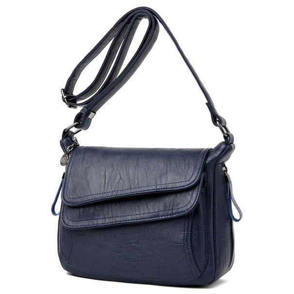 Dame læder crossbody taske M750 mørkeblå