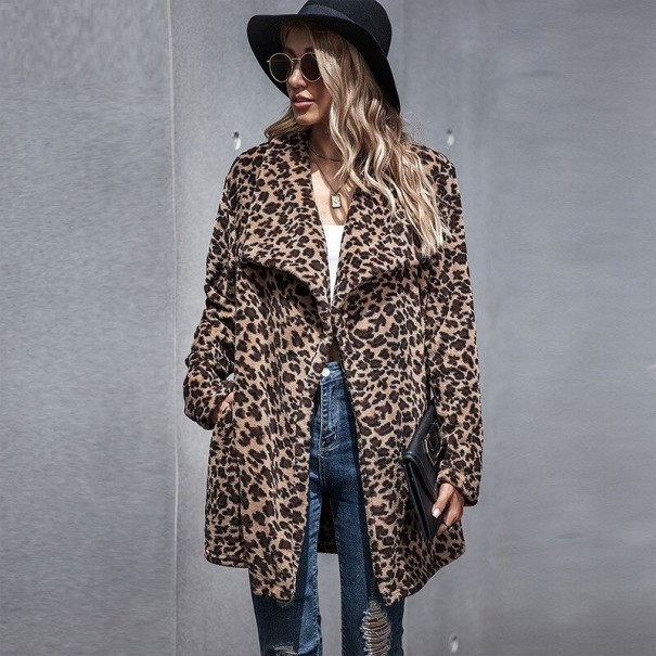 Dame leopardfrakke P2495 S