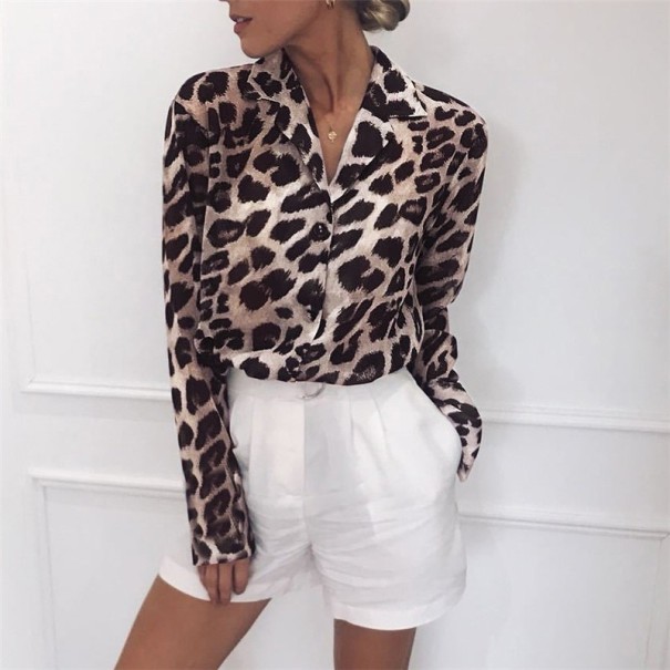 Dame leopardskjorte beige XL