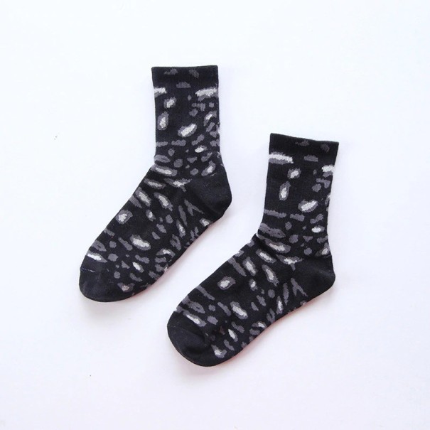 Dame leopardsokker sort