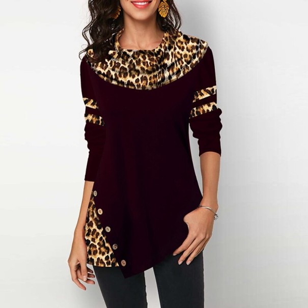Dame leopardtop A1080 mørkelilla XXL