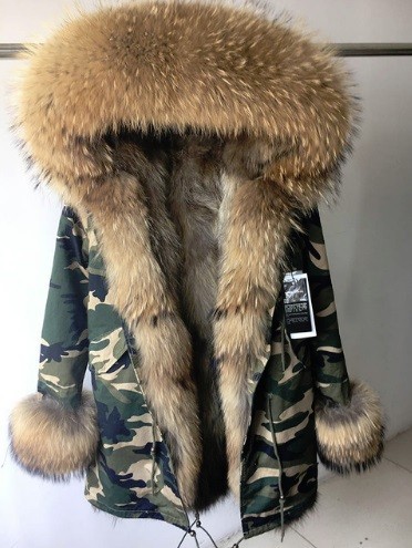 Dame luksusjakke med pels J2796 camouflage L