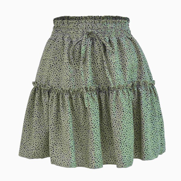 Dame mini nederdel med polkaprikker A1156 grøn S