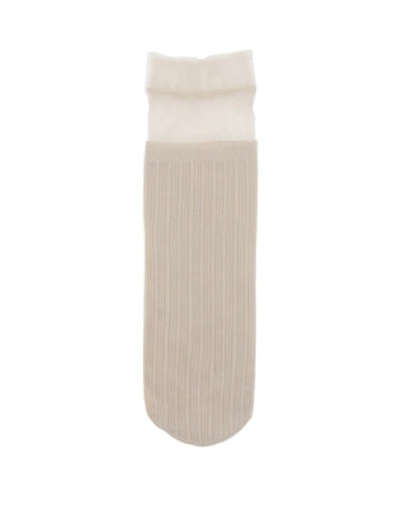 Dame nylonsokker med flæser beige