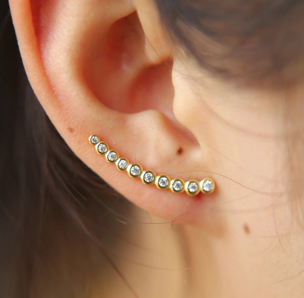 Dame-øreringe med sten R32 guld