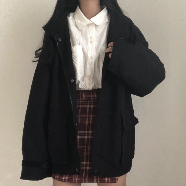 Dame oversized jakke P1661 sort L