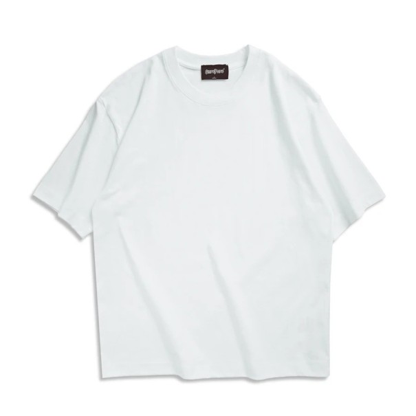 Dame Oversized Kortærmet T-shirt Ensfarvet Løs O-hals T-shirt Afslappet Oversized Pasform Rulleærmer Komfortabel Mode hvid L