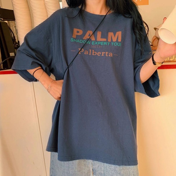 Dame oversized T-shirt B309 blå M