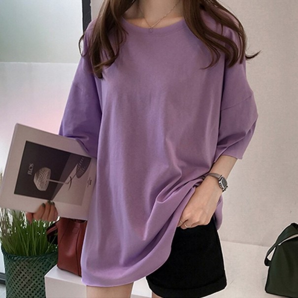 Dame oversized T-shirt B84 lilla XL