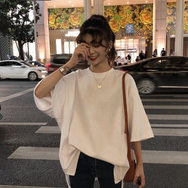 Dame oversized T-shirt med print L 14