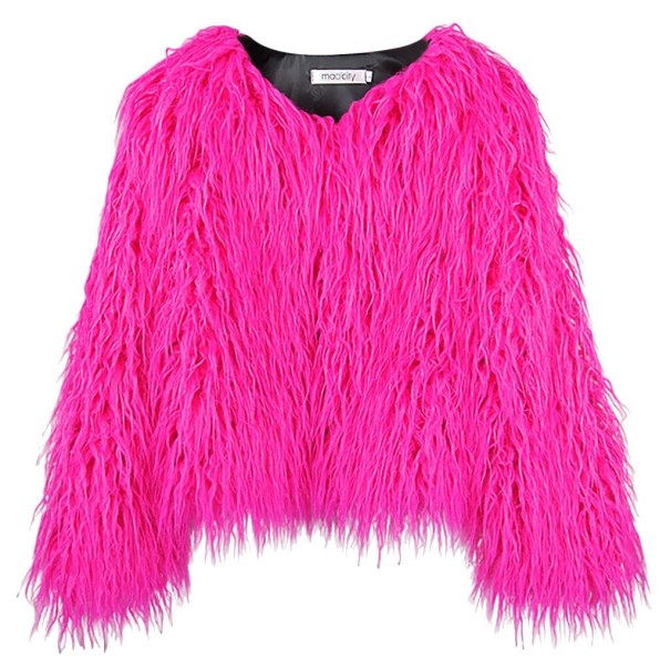 Dame pelset sweater mørkerosa XL