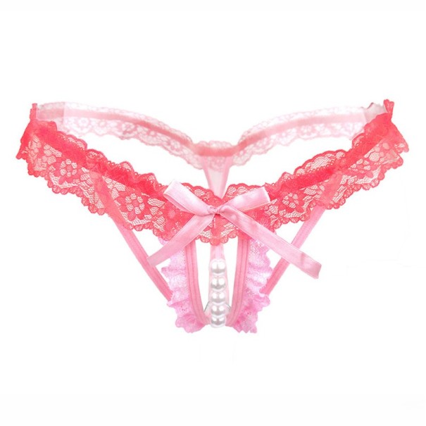 Dame perle-thong med blonde rosa
