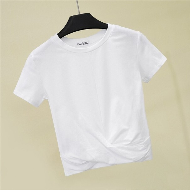Dame plisseret T-shirt A1085 hvid S