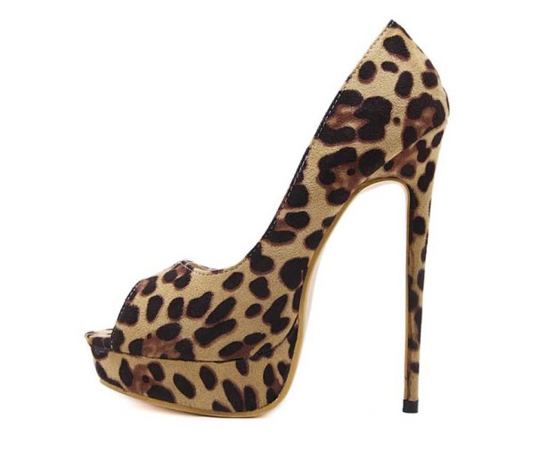 Dame pumps med leopardprint og plateauzoler 38
