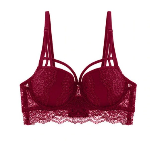 Dame push-up bh med blondekrystal bordeaux 70A