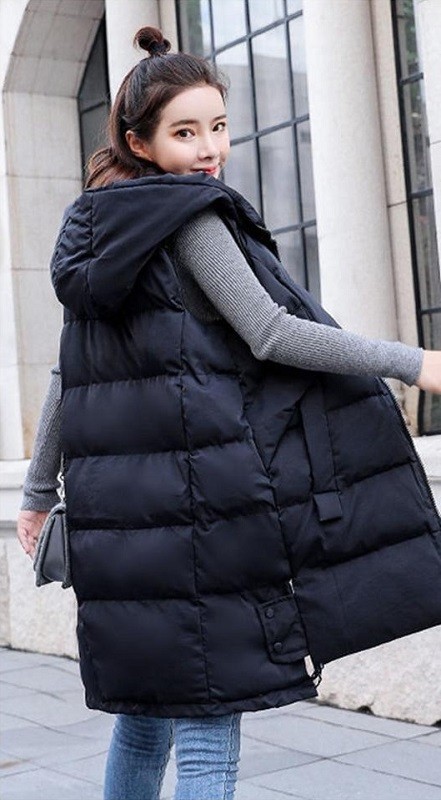 Dame quiltet vest P1566 sort S