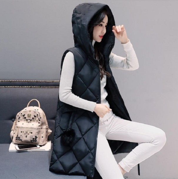 Dame quiltet vest P1637 sort L