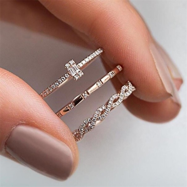 Dame ring 3 stk. D2572 gammelrosa 6
