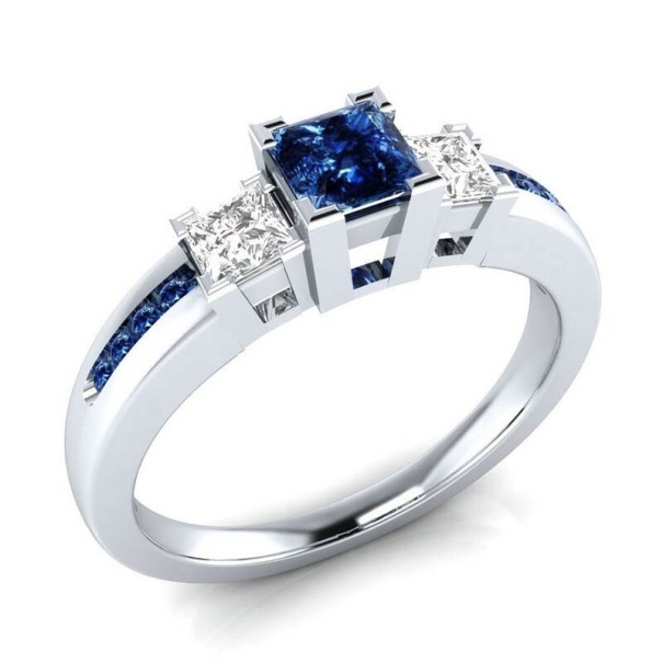 Dame ring D1154 mørkeblå 6