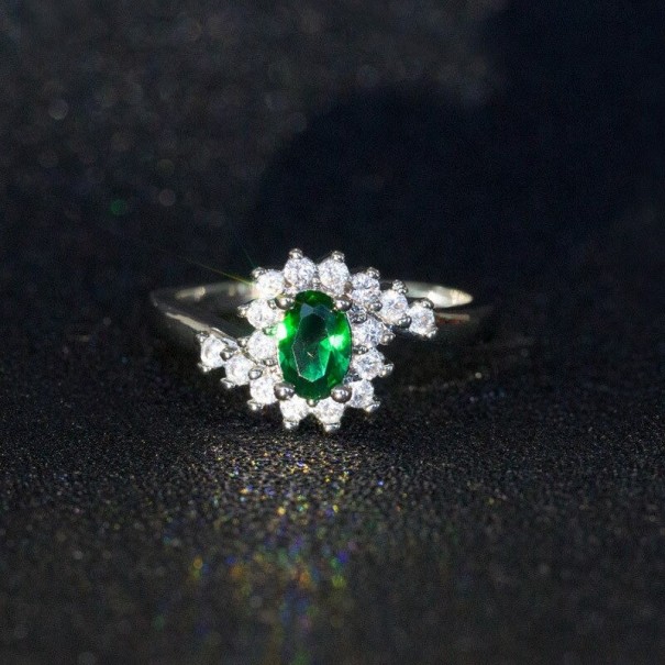 Dame ring D1261 grøn 7