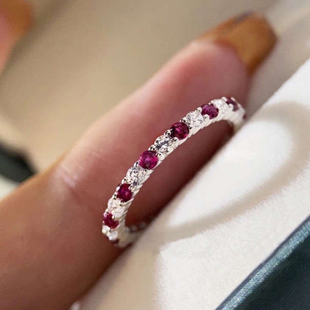 Dame ring D1528 mørkerosa 7