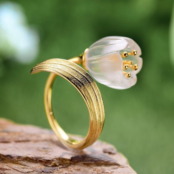 Dame ring med blomst D1003 1