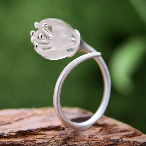 Dame ring med blomst D1003 2