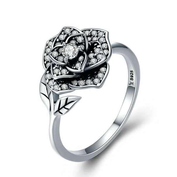Dame ring med blomst D1874 1