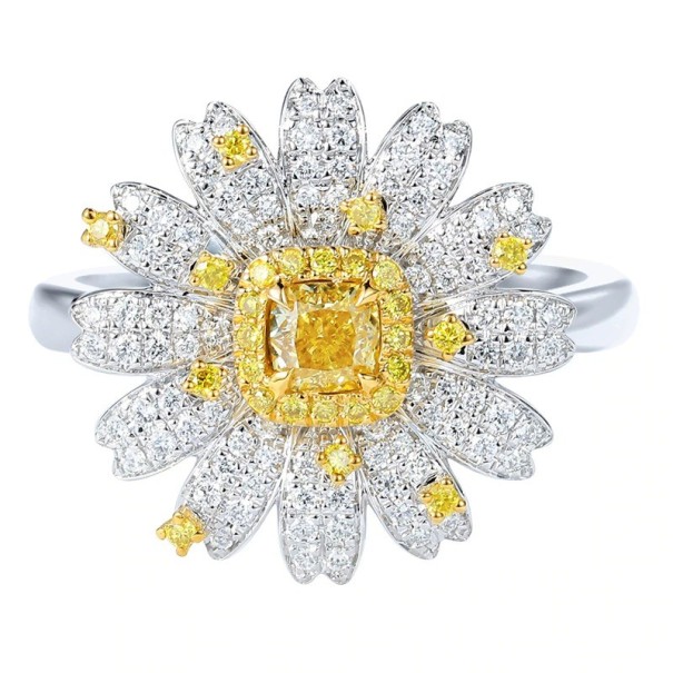 Dame ring med blomst D1916 10