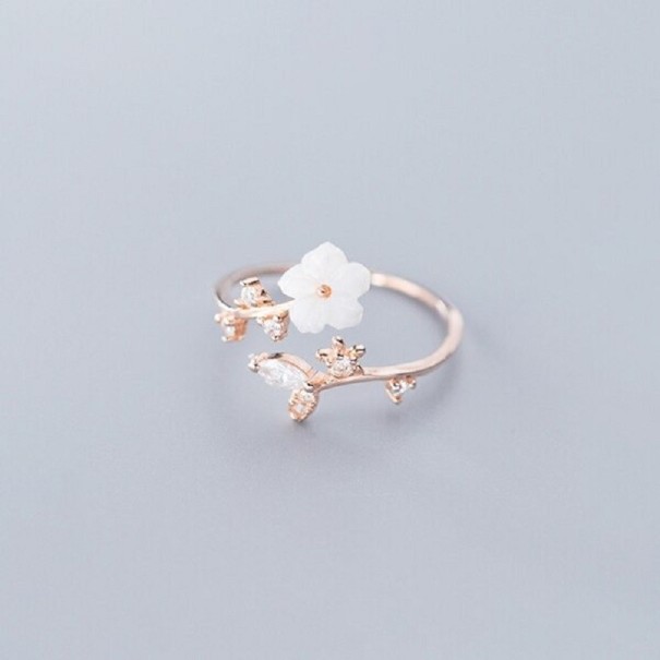 Dame ring med blomst D2192 gammelrosa