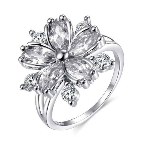Dame ring med blomst D2499 hvid 6