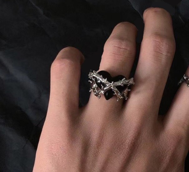 Dame ring med hjerte D2507 sort