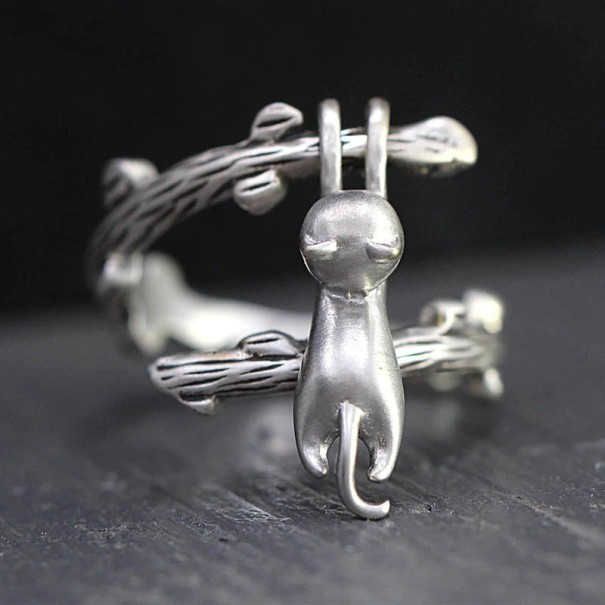 Dame ring med kat D2264 1