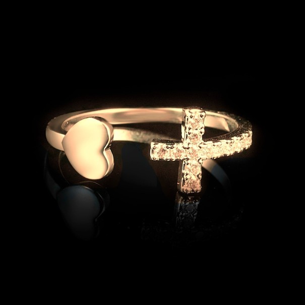 Dame ring med kors D2391 4