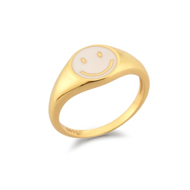 Dame ring med smilende ansigt hvid 8