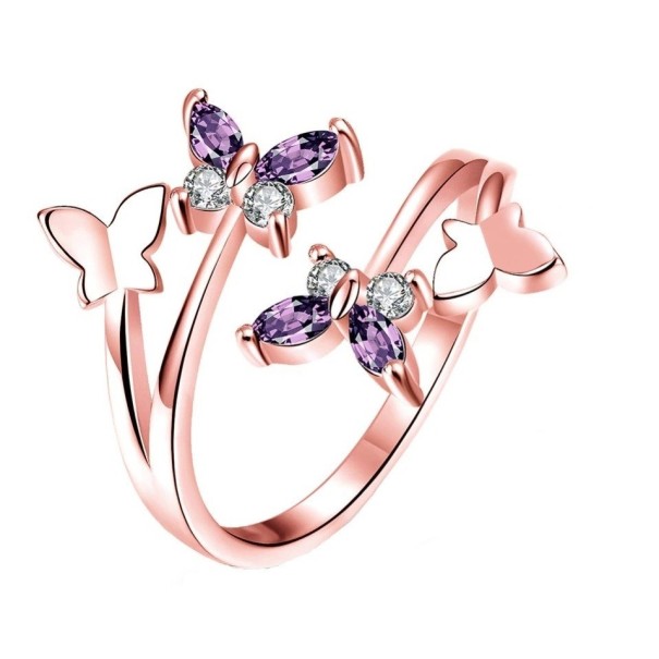 Dame ring med sommerfugle D1281 gammelrosa