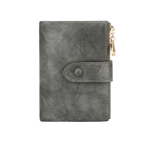 Dame's foldable wallet 13 x 9 x 3 cm Artificial leather Large capacity for credit, debit and loyalty cards Elegant design grå